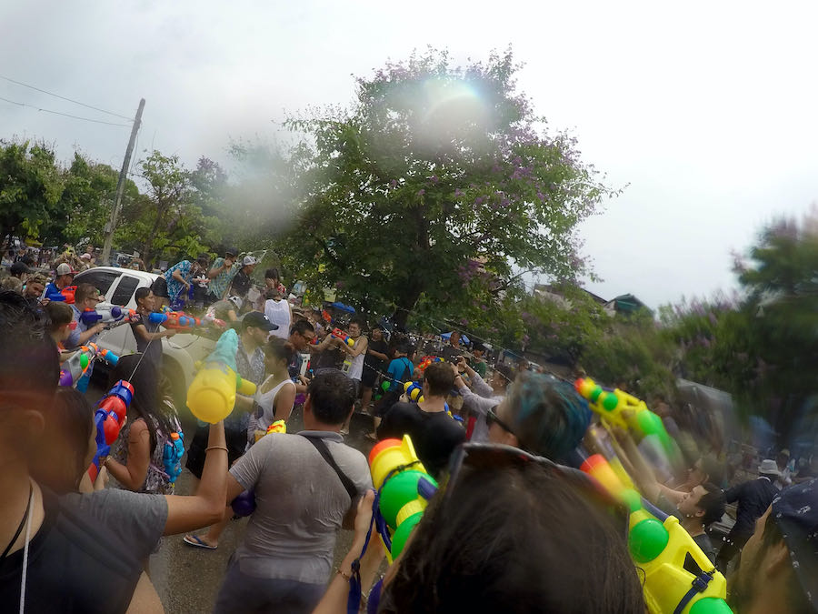 Locals and digital nomads in Chiang Mai enjoy the Songkran Water Festival in Chiang Mai.