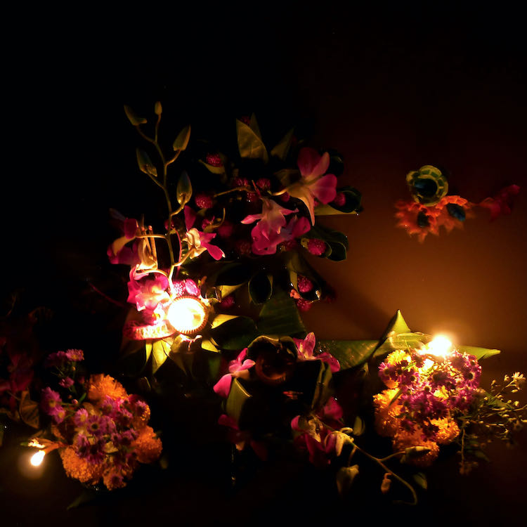 Floating kratongs in Chiang Mai moat on Loi Krathong.