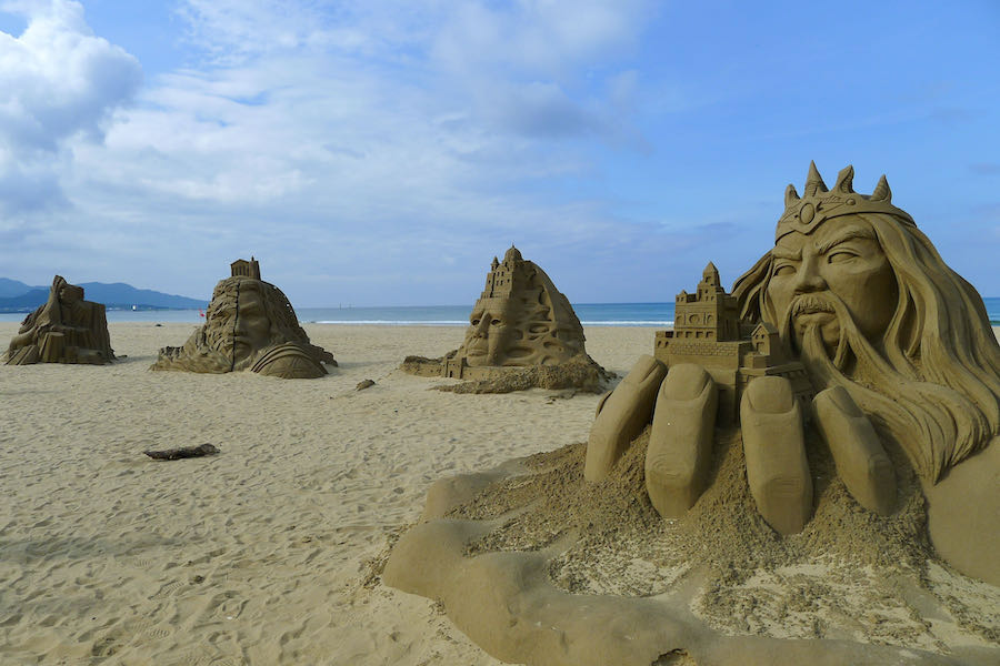 Four Atlantis-themed sand sculptures on Fulong Beach, Taiwan
