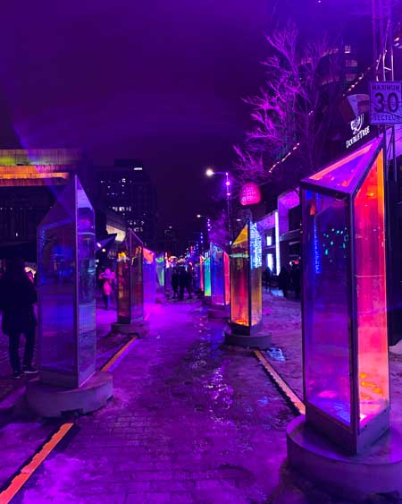 Luminotherapie light installations brighten up Montreal's downtown in the winter months.