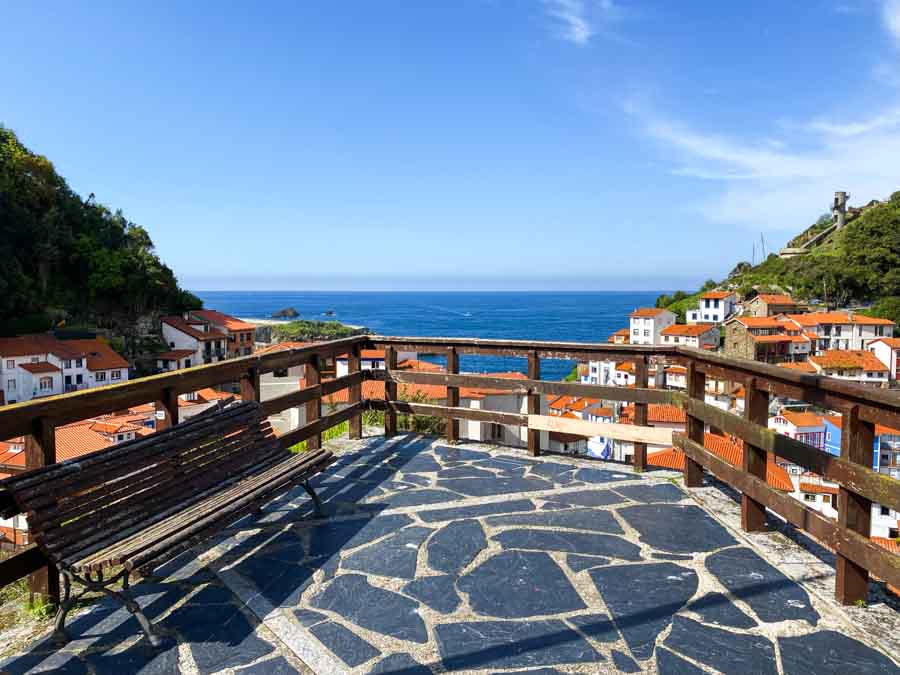 Mirador del Picu viewing platform in the middle of Cudillero's town center.
