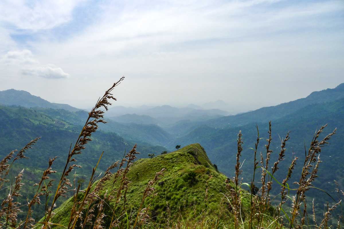 Panoramic mountain view on the Little Adam's Peak hike in Sri Lanka.