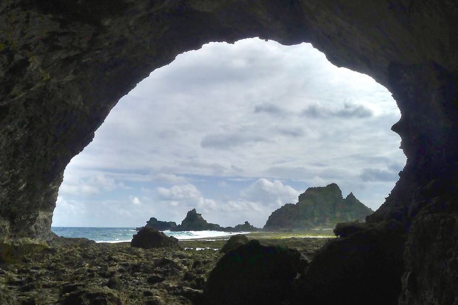 Wangong Arch sea cave - a must-see stop on the Green Island scooter loop.