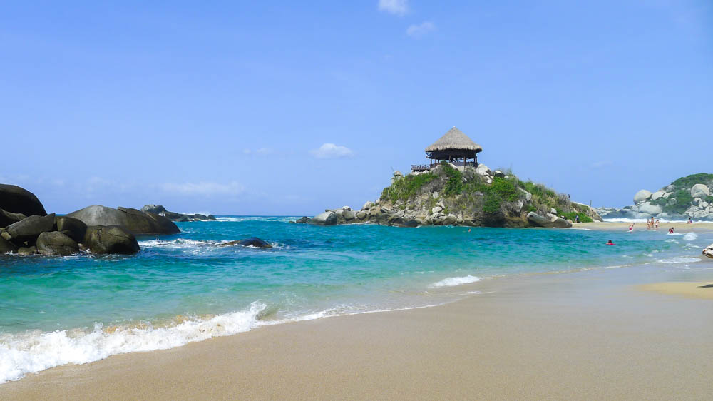 Gorgeous, clear water at Cabo San Juan beach in Tayrona National Park, a must for any Colombia itinerary.
