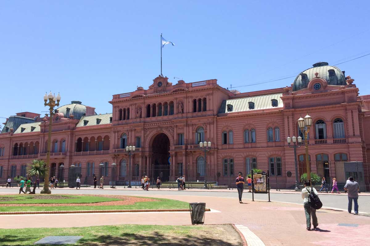 Argentina's Casa Rosada (Pink House) in Plaza de Mayo - a must-see stop on any trip to Buenos due to its historical significance.