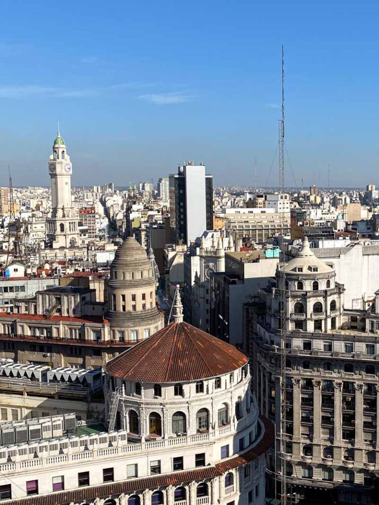 The skyline view of Buenos Aires (looking south) from the Mirador Güemes lookout.