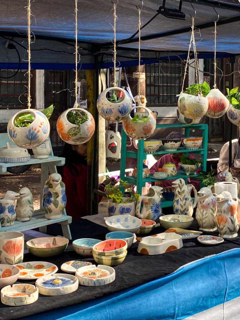 Hand-painted ceramics on display at the Mataderos Fair, a lesser-known alternative to the Sunday San Telmo Fair.